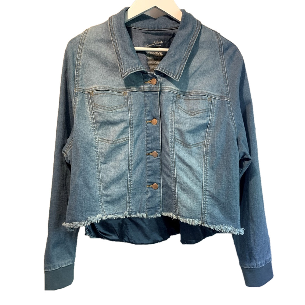 Universal Thread Cropped Denim Jacket Frayed Hem XXL